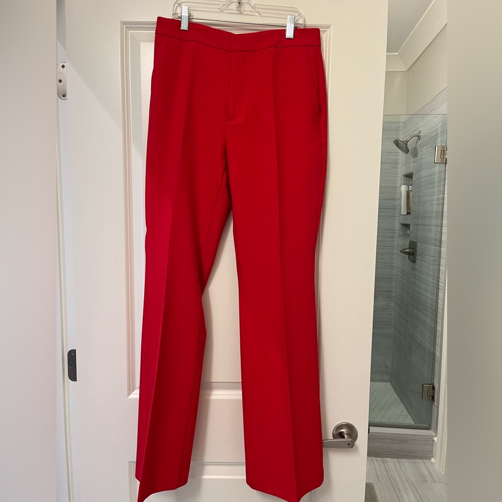 Red Zara wide-leg pants